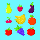 Fruit Set Cute Halloween Vector Illustration 
