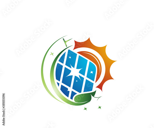 Natural cleaner solar icon logo design template