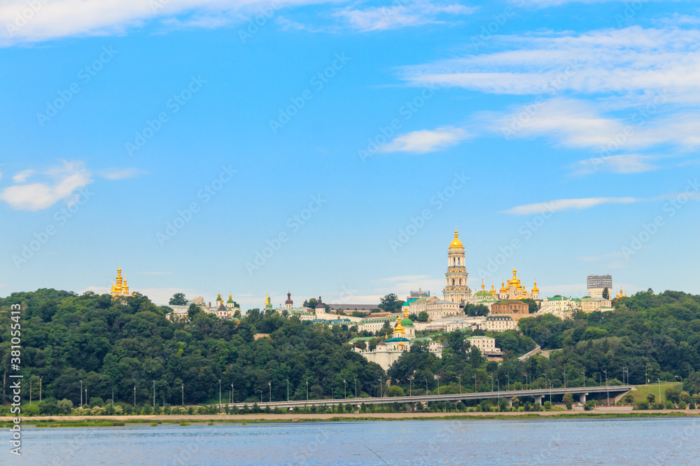 Obraz premium View of Kiev Pechersk Lavra (Kiev Monastery of the Caves) and the Dnieper river in Ukraine