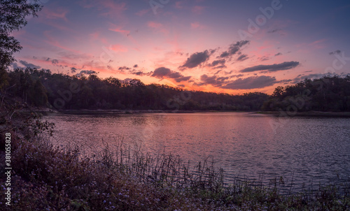 Beautiful Lakeside Sunset Panorama