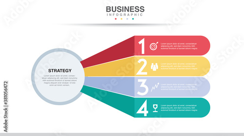 Business infographic. Organisation chart with 4 options. Vector template. making plan for strategy