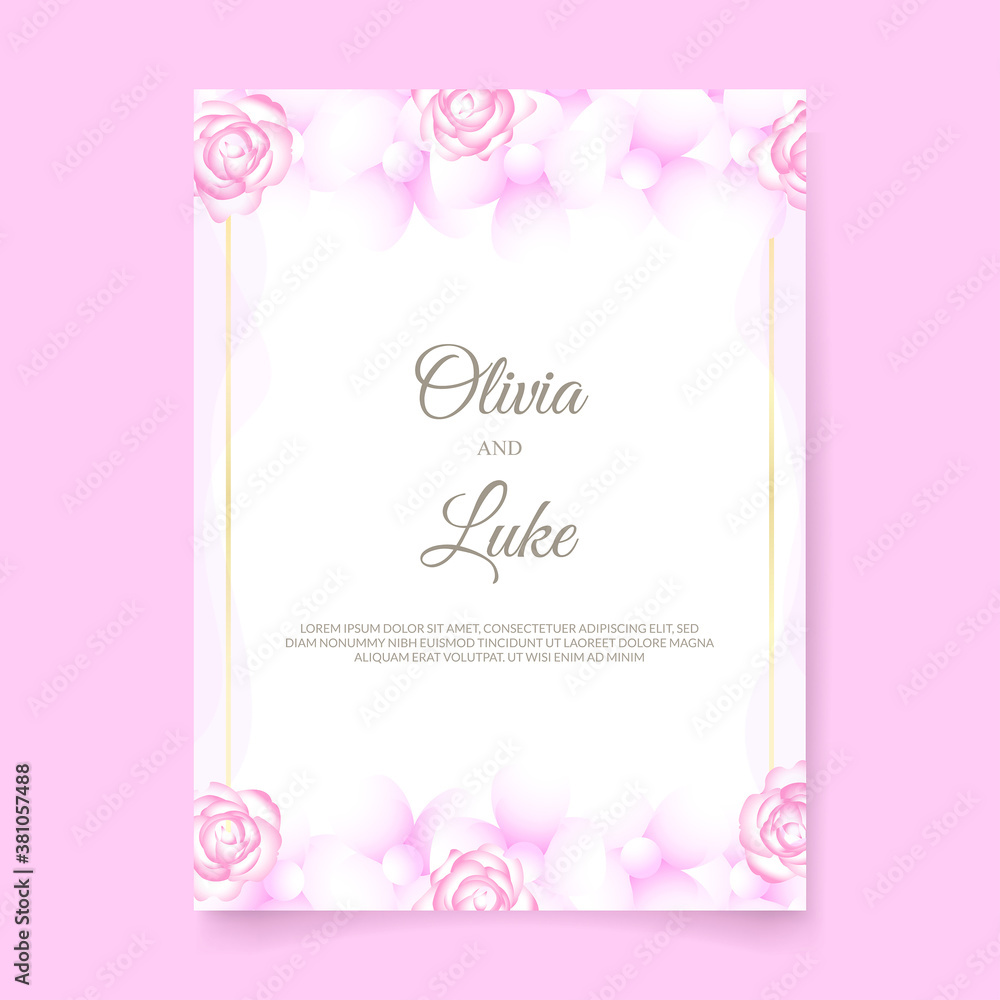 Wedding invitation template with beautiful flower