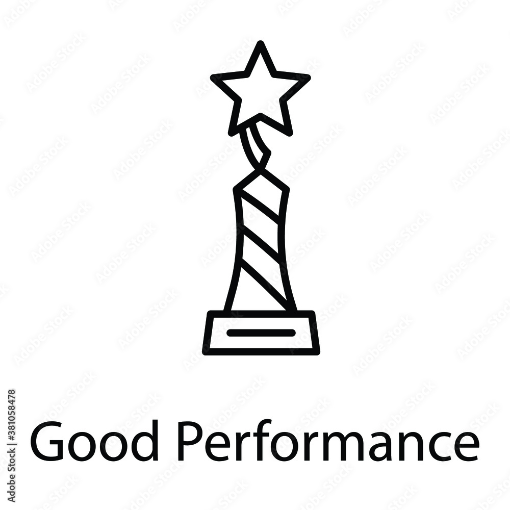 good performance award trophy vector line icon
