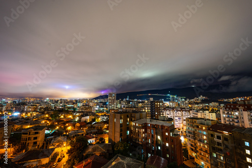 Dramatic night sky over Tbilisi city, Georgia