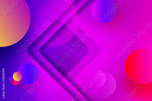 Geometric background with a gradient of blue and purple shades with a dull silhouette of arrows and abstract oval shapes, multi-colored circles