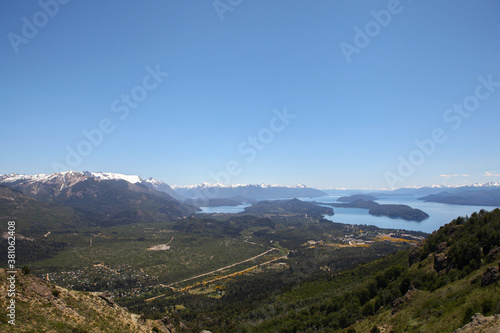 Lake  trees and mountains in Bariloche  Argentina