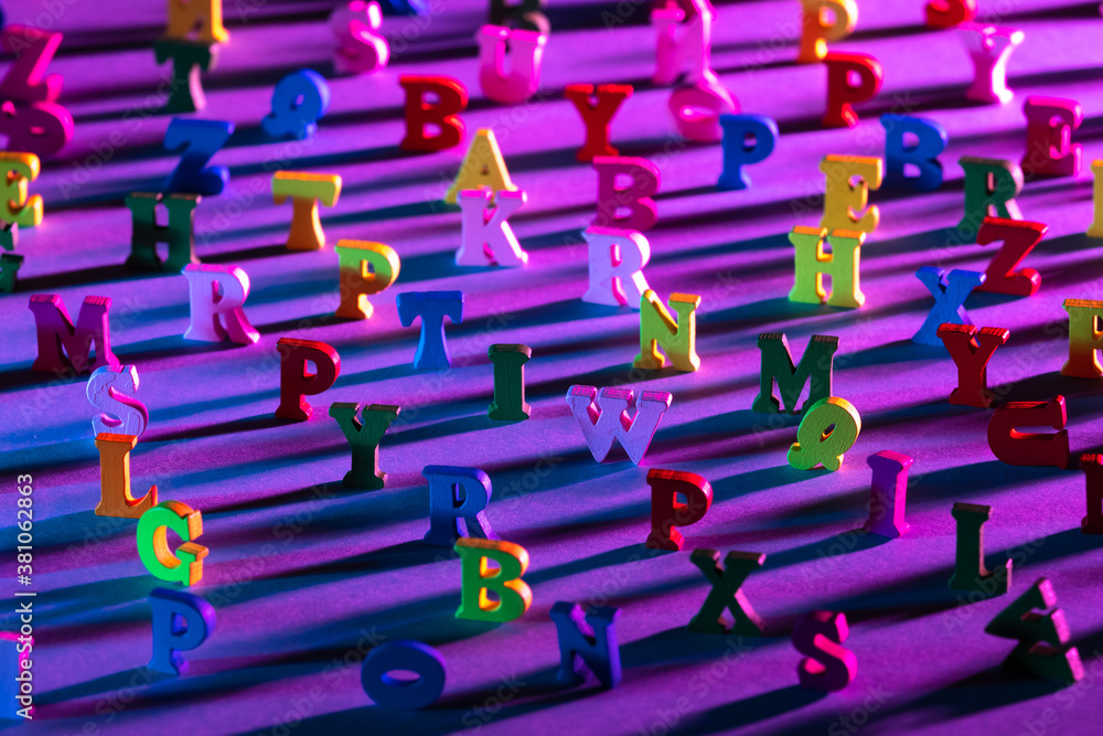 ABC letters. Different letters of alphabet are colored in different