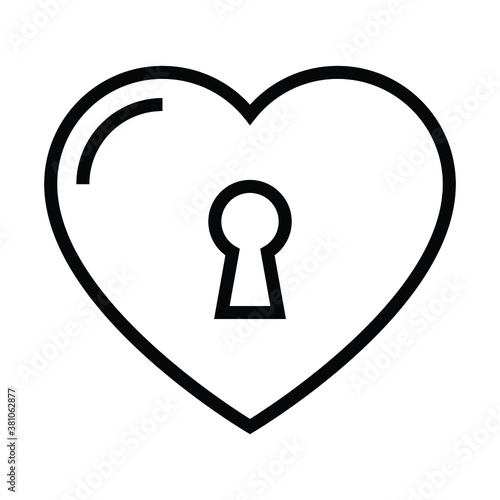 heart lock vector line icon