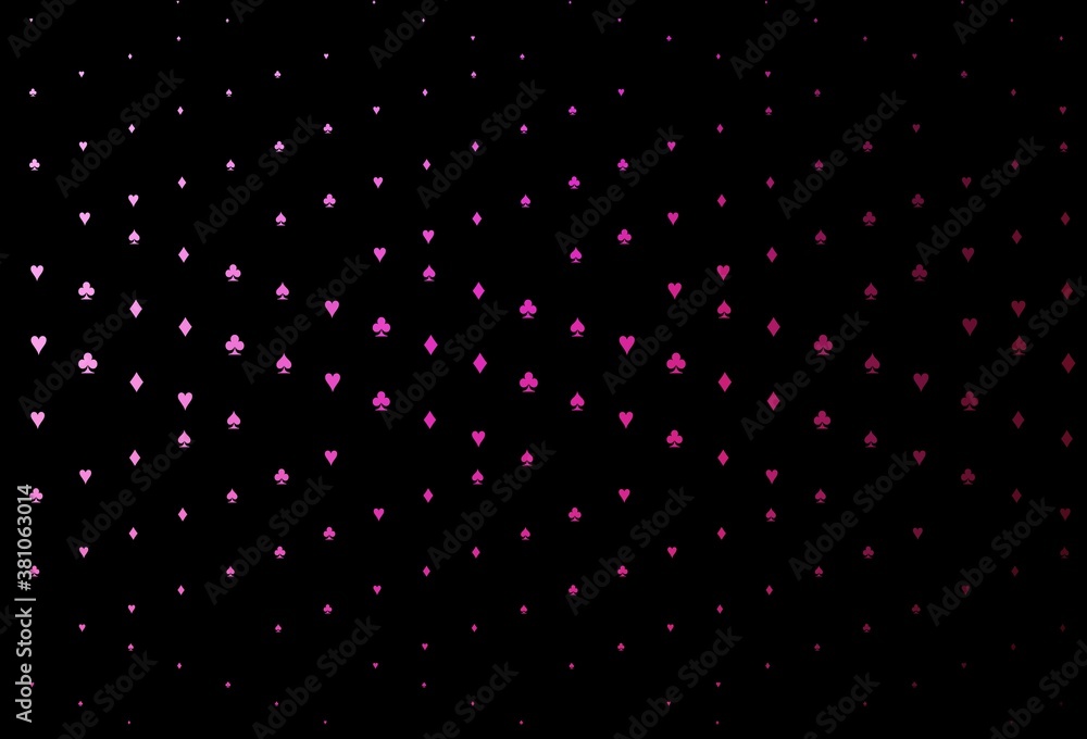 Dark Pink vector texture with playing cards.