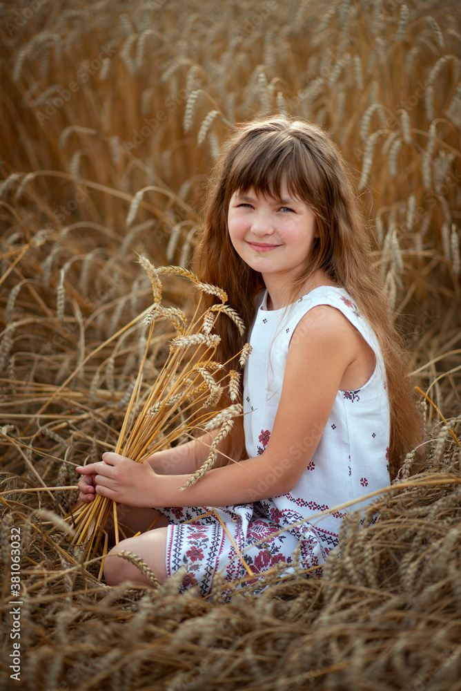 Photo of a Russian girl in a wheat field in summer. Photo of a Russian girl in a wheat field in summer.