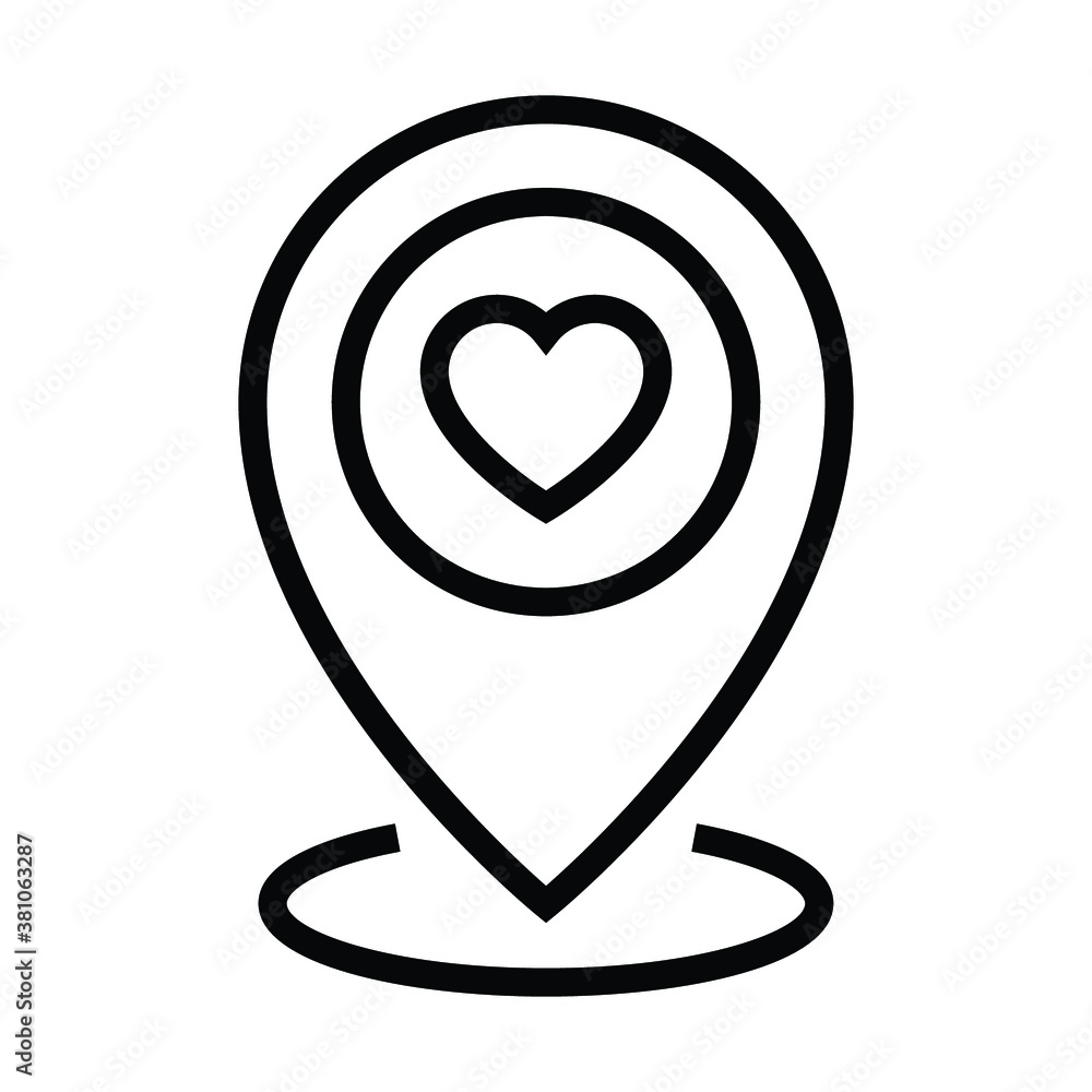 heart location vector line icon heart location vector line icon
