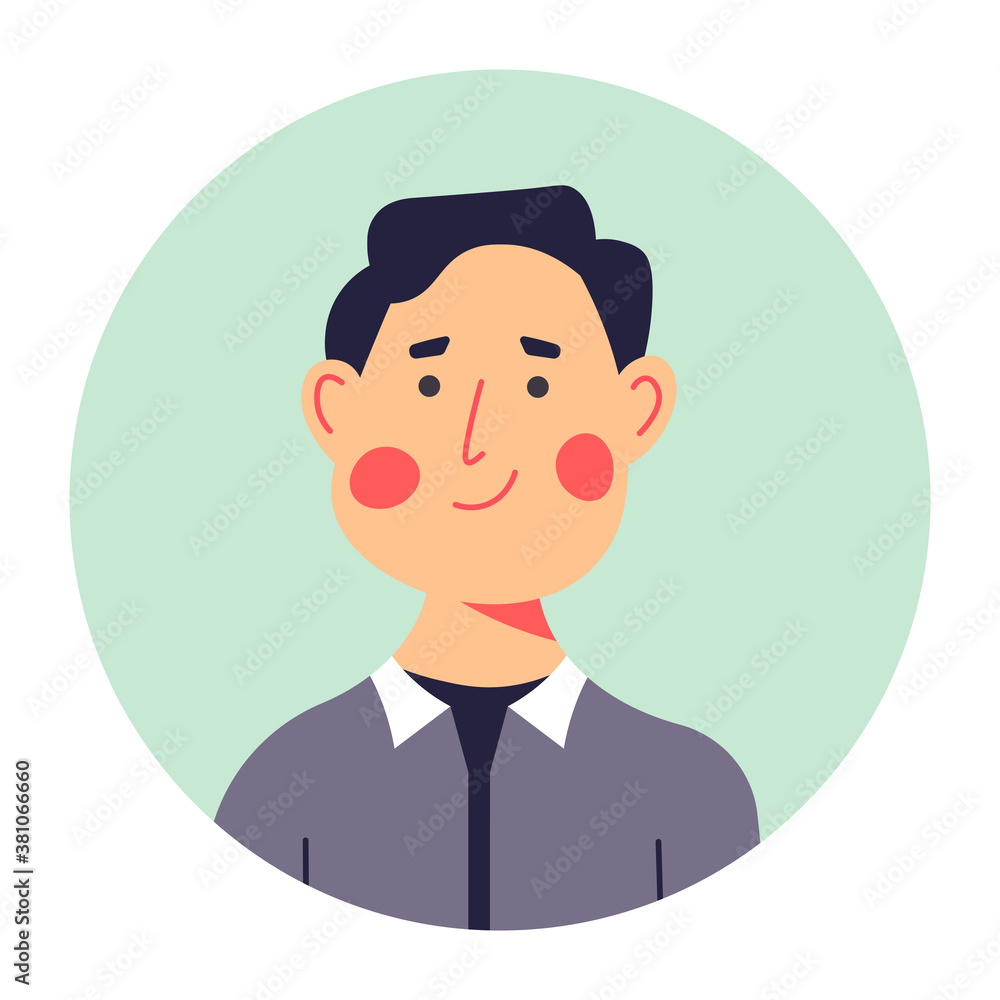 Middle aged male character portrait in circle vector Middle aged male character portrait in circle vector