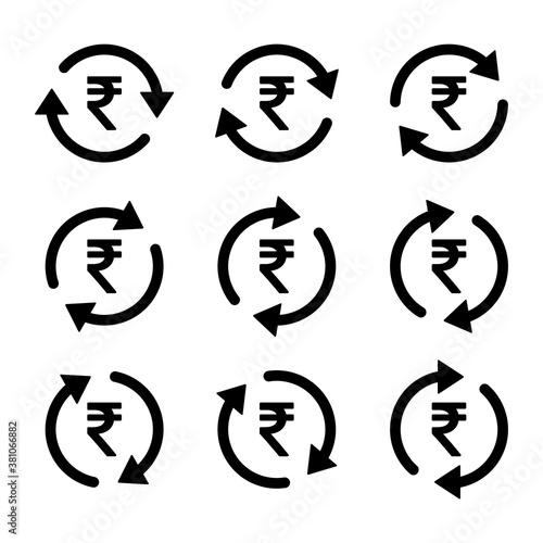 Set of rupee money icon, Collection of indian business sign, market economy vector illustration