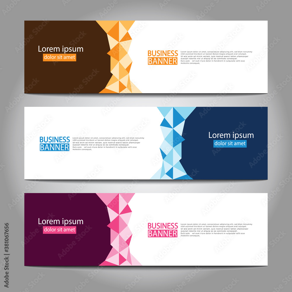 Fototapeta premium Vector abstract design web banner template. Web Design Elements - Header Design. Abstract geometric web banner template on grey background.Modern banner.