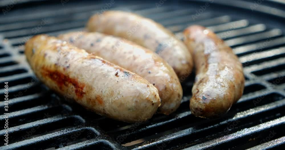 Delicious sausages made from fresh meat on the grill. Delicious sausages made from fresh meat on the grill.