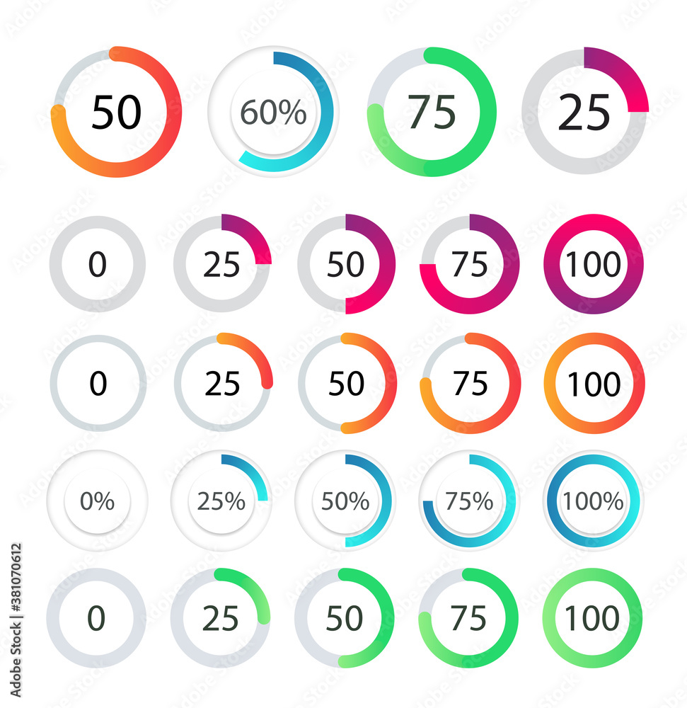 Set of beautiful round loading bars. Vector illustration. Set of beautiful round loading bars. Vector illustration.