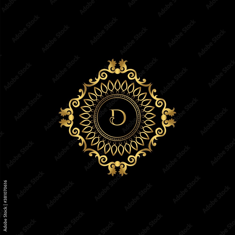 Naklejka premium Letter D Luxury Ornament Logo. Monogram Crest Initial Letter Vector Design.