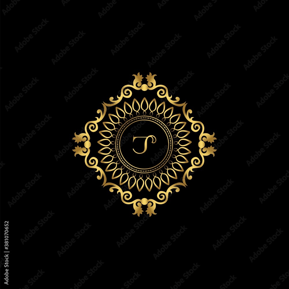 Naklejka premium Letter J Luxury Ornament Logo. Monogram Crest Initial Letter Vector Design.