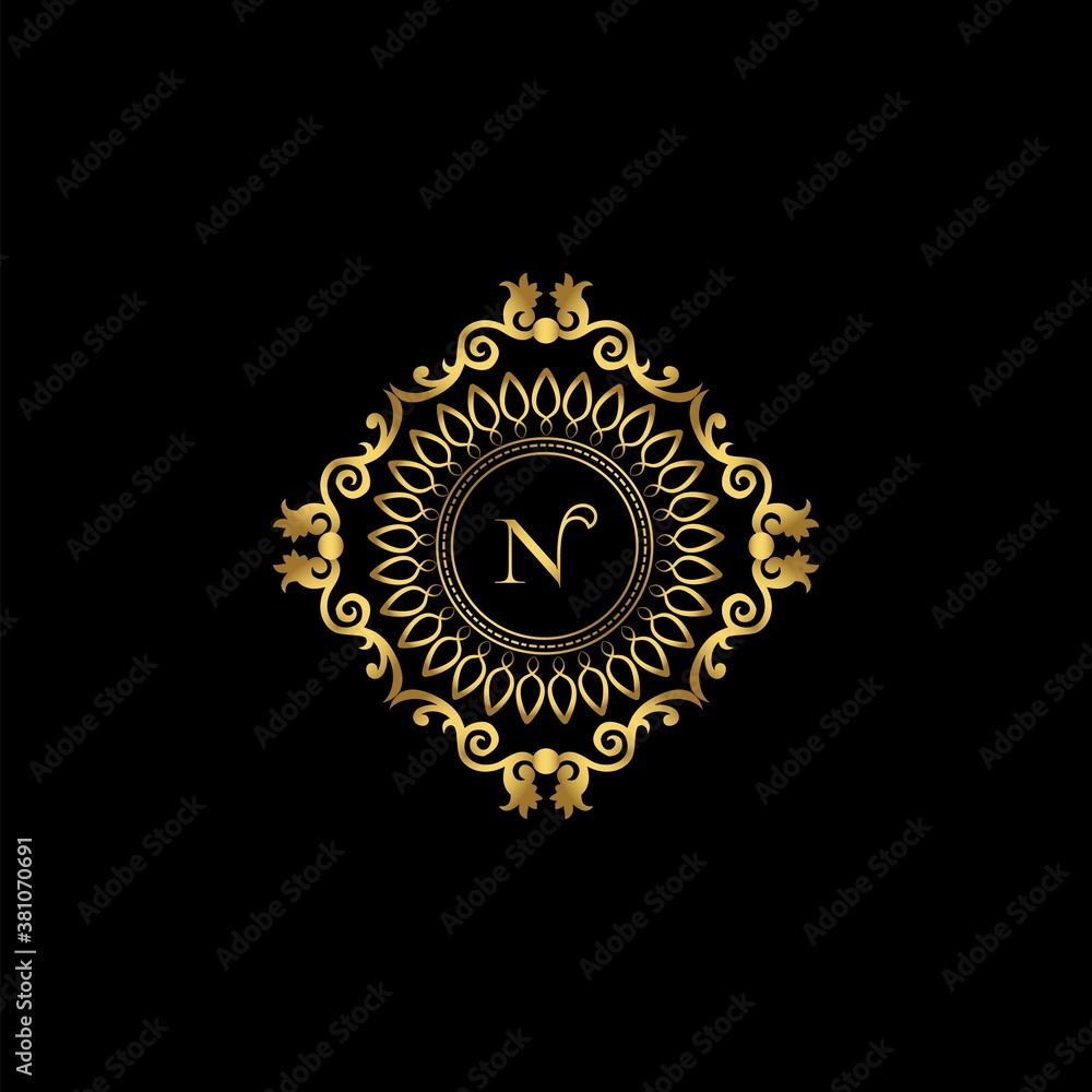 Letter N Luxury Ornament Logo. Monogram Crest Initial Letter Vector Design. Letter N Luxury Ornament Logo. Monogram Crest Initial Letter Vector Design.