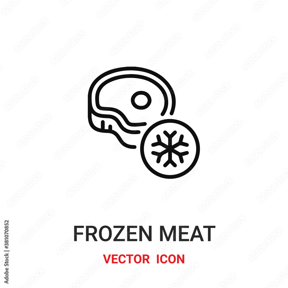 Frozen meat vector icon. Modern, simple flat vector illustration for website or mobile app.Meat or steak symbol, logo illustration. Pixel perfect vector graphics Frozen meat vector icon. Modern, simple flat vector illustration for website or mobile app.Meat or steak symbol, logo illustration. Pixel perfect vector graphics