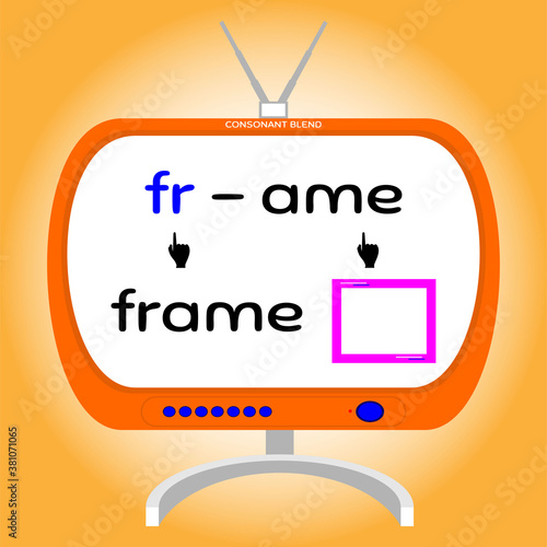 consonant blend, Fr word, flash card, learning English