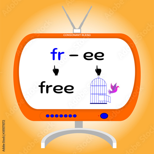 consonant blend, Fr word, flash card, learning English