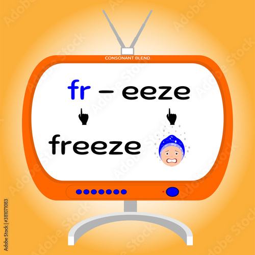 consonant blend, Fr word, flash card, learning English