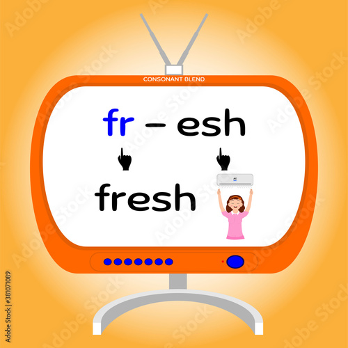 consonant blend, Fr word, flash card, learning English