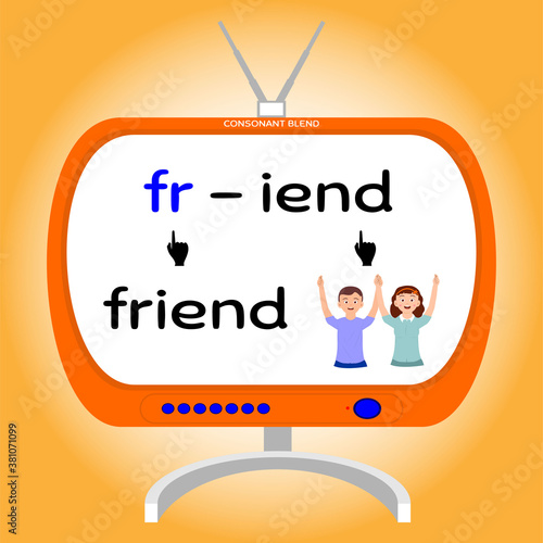 consonant blend, Fr word, flash card, learning English
