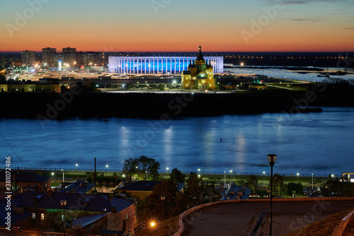 Night view on Volga and Nizhny Novgorod from a Fyodorovsky s embankment