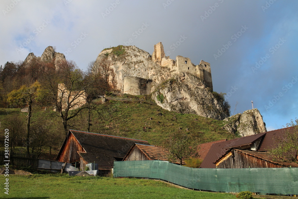 Ruins of Lednica castle in west Slovakia