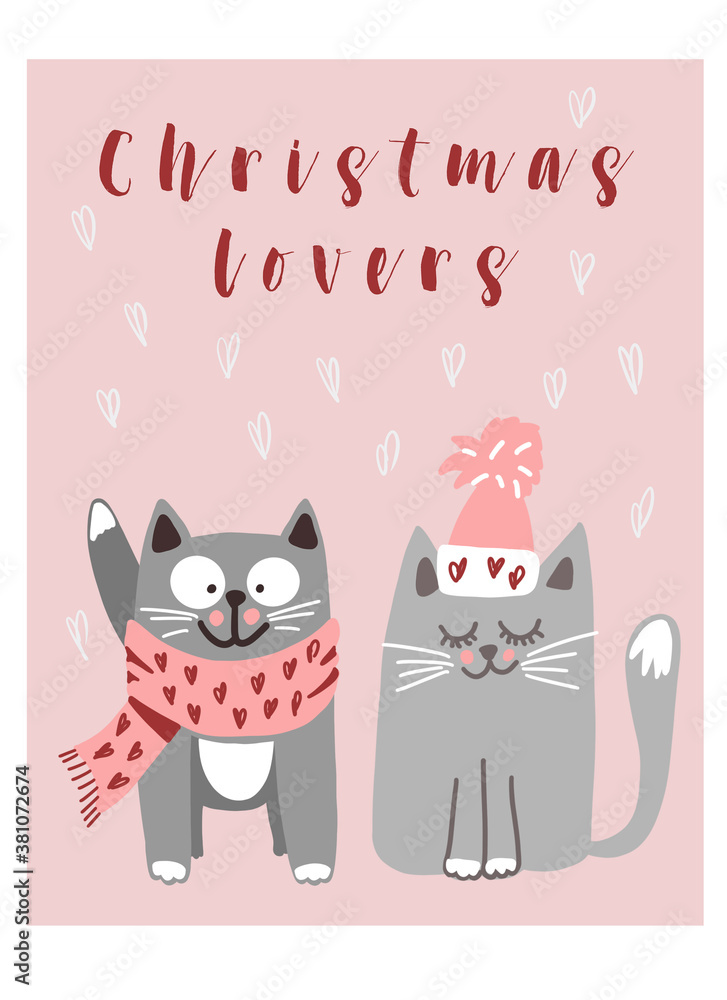 Christmas character cat in love Christmas character cat in love