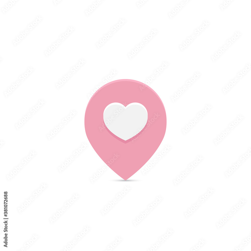 Pink love pin that marks love spots. Ideal for dating services and websites. Pin in the shape of heart. Vector illustration. Pink love pin that marks love spots. Ideal for dating services and websites. Pin in the shape of heart. Vector illustration.