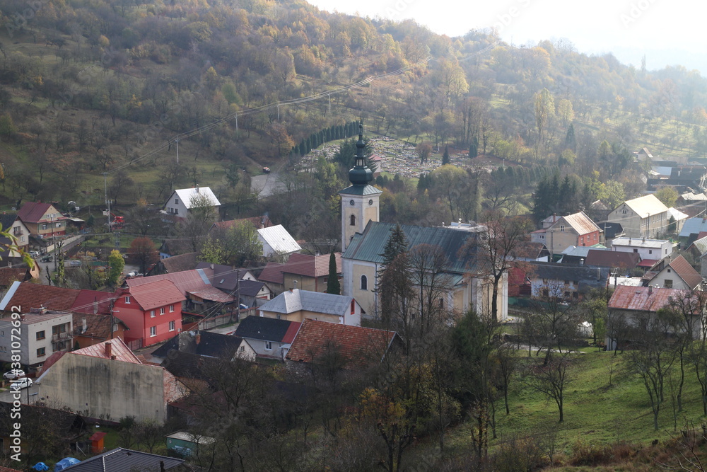 View from Ruins of Lednica castle to Lednica village, west Slovakia