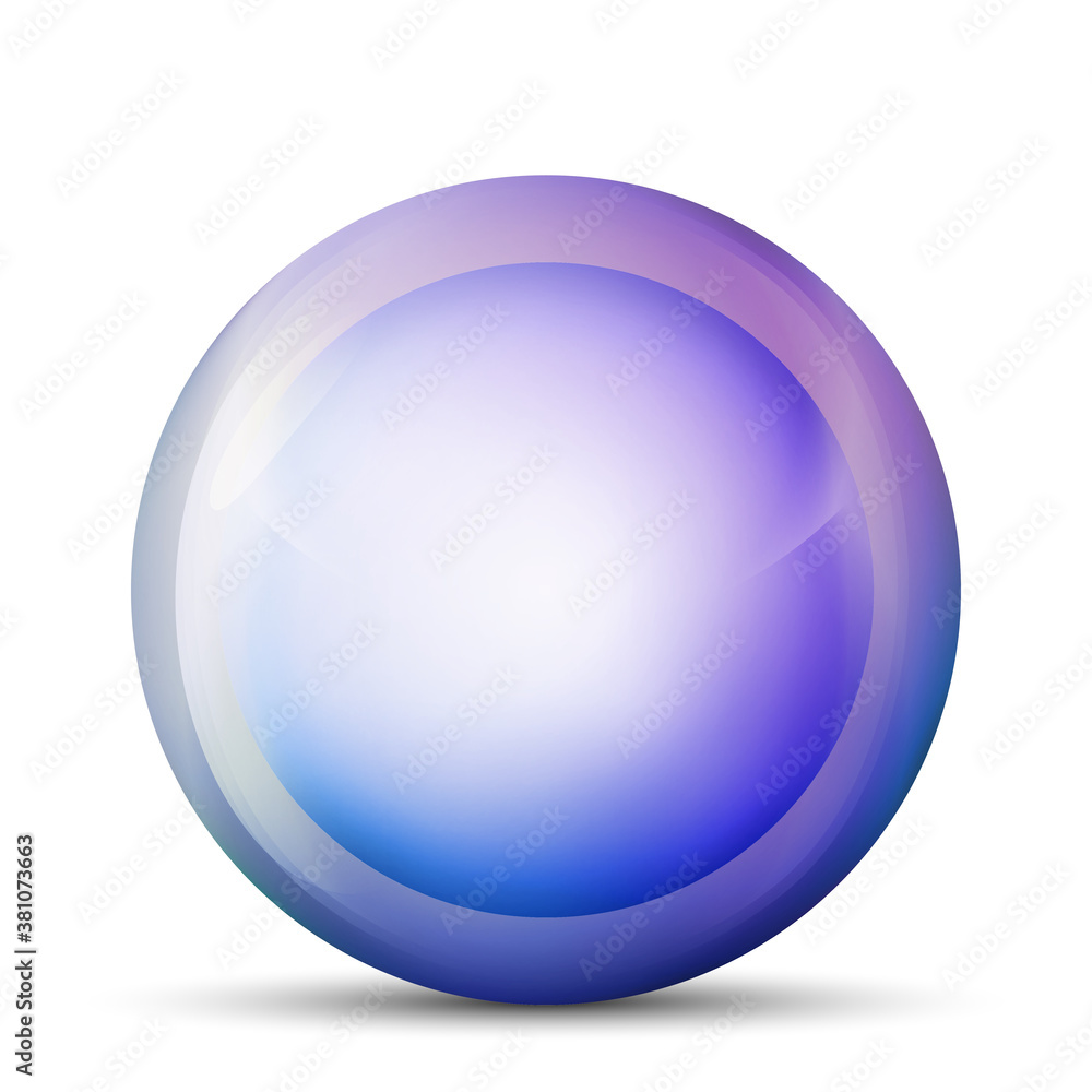 Glass purple ball or precious pearl. Glossy realistic ball, 3D abstract vector illustration highlighted on a white background. Big metal bubble with shadow. Glass purple ball or precious pearl. Glossy realistic ball, 3D abstract vector illustration highlighted on a white background. Big metal bubble with shadow.