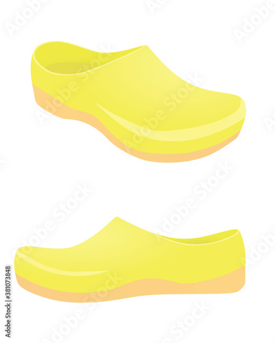 Yellow clogs shoes. vector illustration