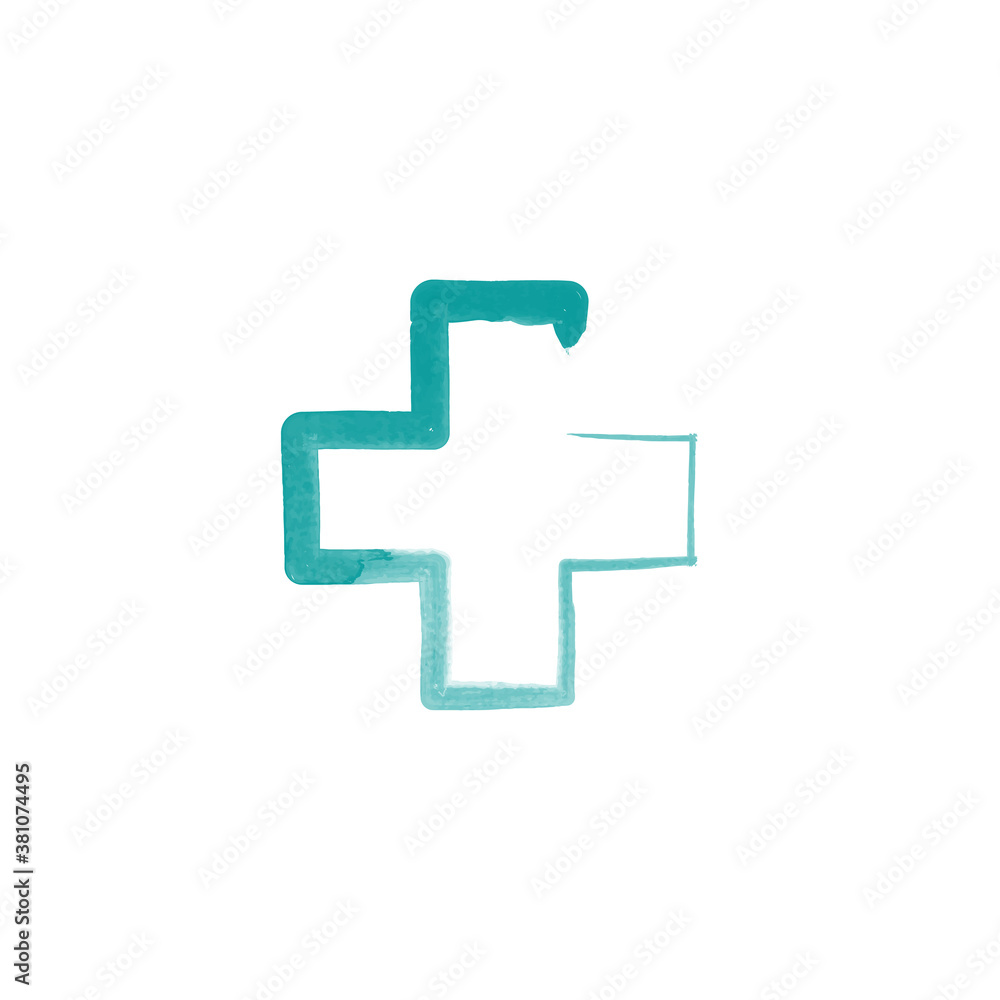 watercolor medical cross. pharmacy brush style emblem. Stock vector illustration isolated on white background. watercolor medical cross. pharmacy brush style emblem. Stock vector illustration isolated on white background.