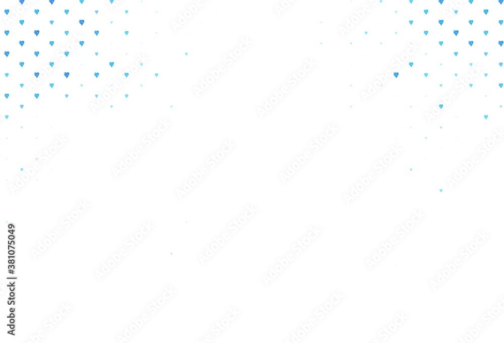 Light BLUE vector backdrop with sweet hearts. Light BLUE vector backdrop with sweet hearts.