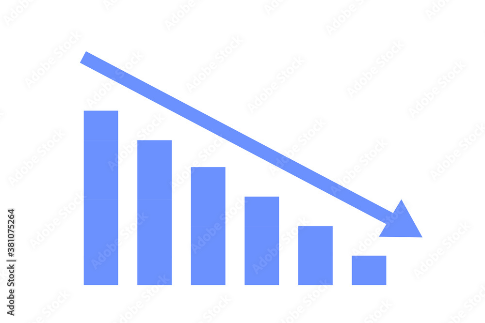 decrease graph Images High Quality Grahic 棒グラフ 矢印 下降 Stock Vector | Adobe Stock