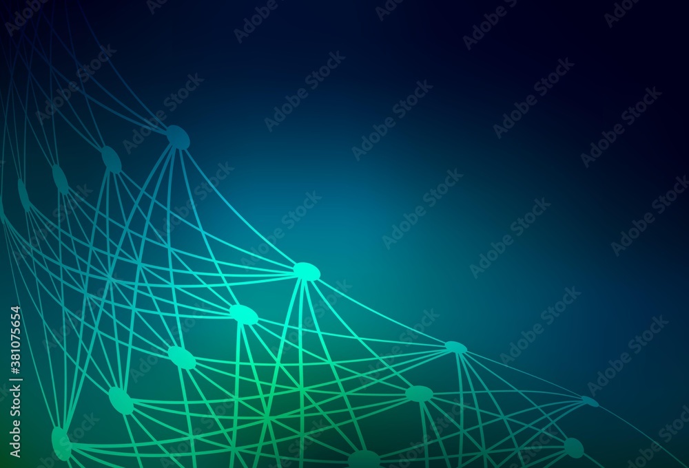 Dark Blue, Green vector backdrop with artificial intelligence data.