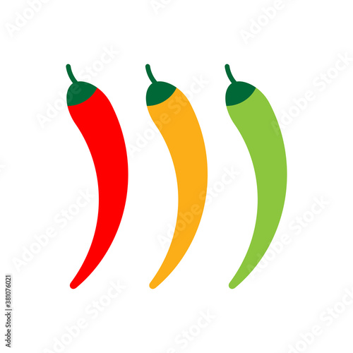 Hot pepper set icon isolated on white background. Vector illustration