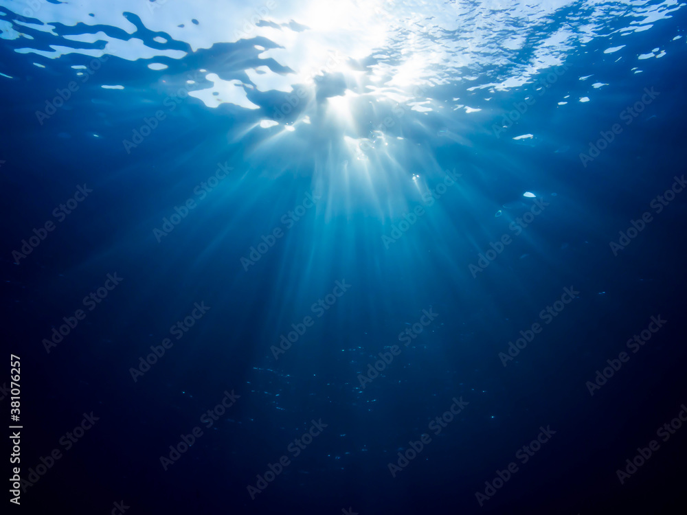 underwater scene with rays of light