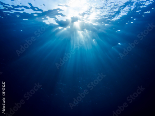 underwater scene with rays of light © Serhiy Sadurskyy