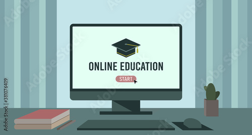Online education vector - flat style illustration. EPS 10