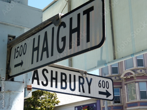 Haight Ashbury sign in San Francisco - famous hippie attraction from the 60s © zLukaszem