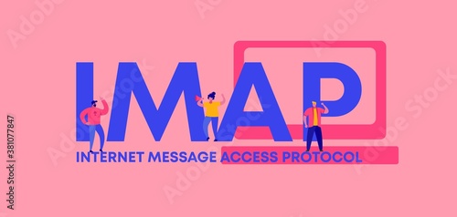 IMAP internet message access protocol. Web software digital graphic scripts and programming coding technologies and and business monitoring interfaces poster of mobile vector applications. photo