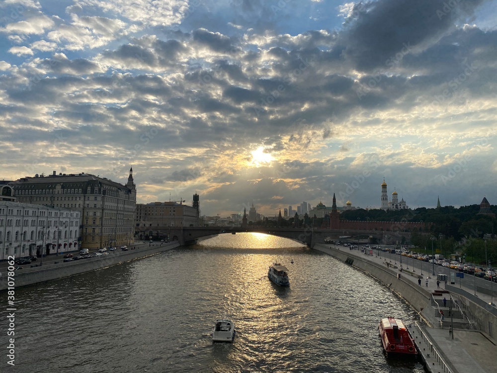 sunset over the river