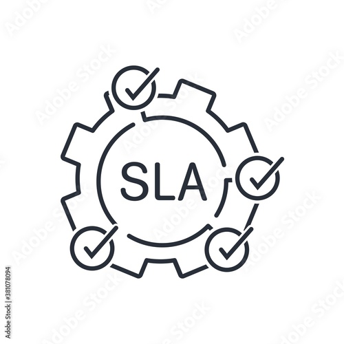 SLA. Service Level Agreement . Vector line icon isolated on white background. photo