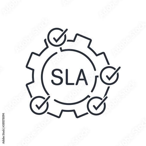 SLA. Service Level Agreement . Vector line icon isolated on white background.