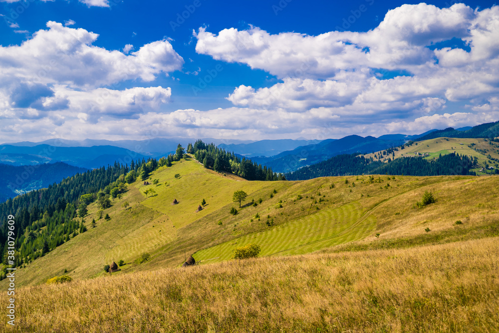Naklejka premium Wonderful landscape of Ukrainian Carpathian mountains. Summer time